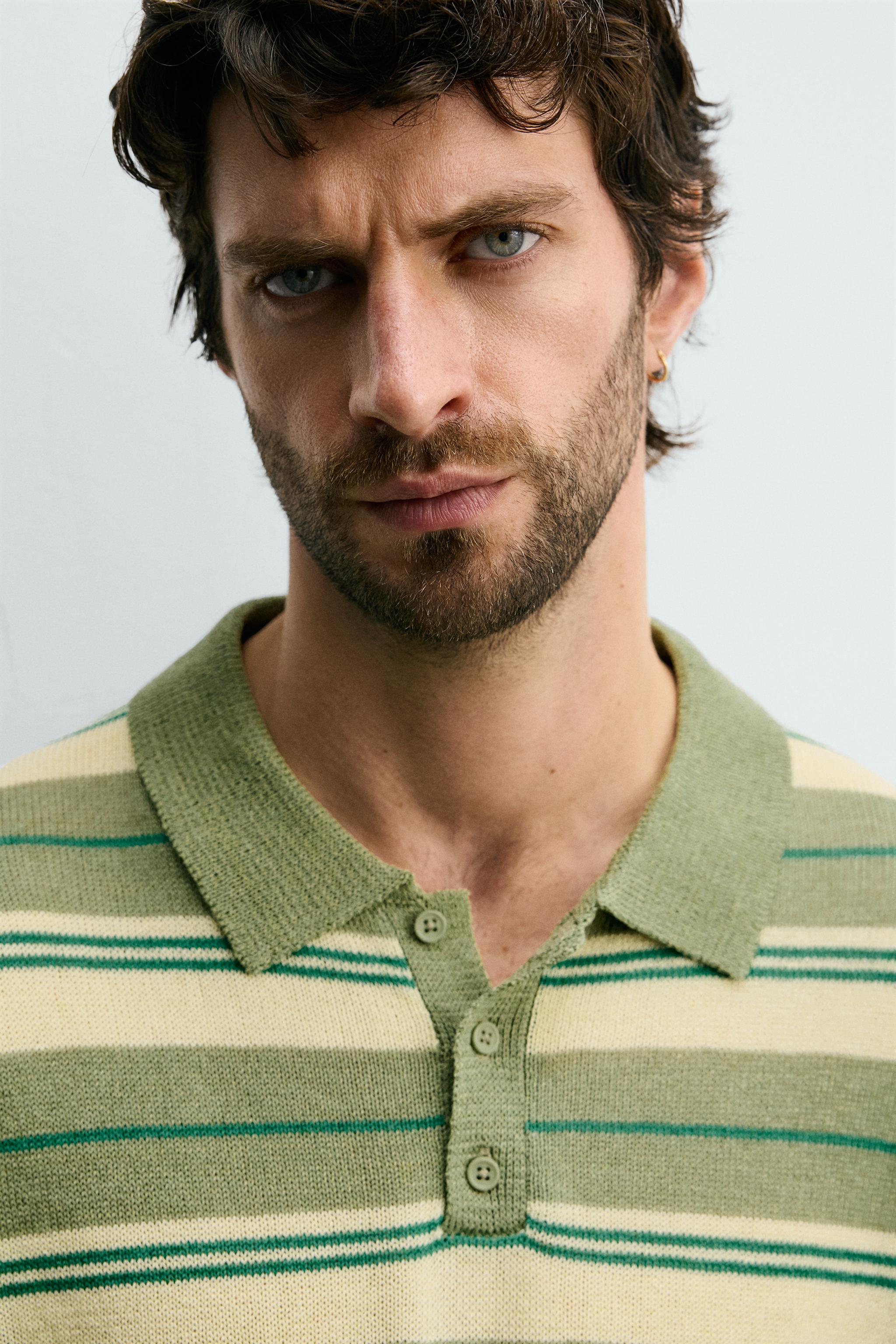STRIPED JACQUARD KNIT POLO